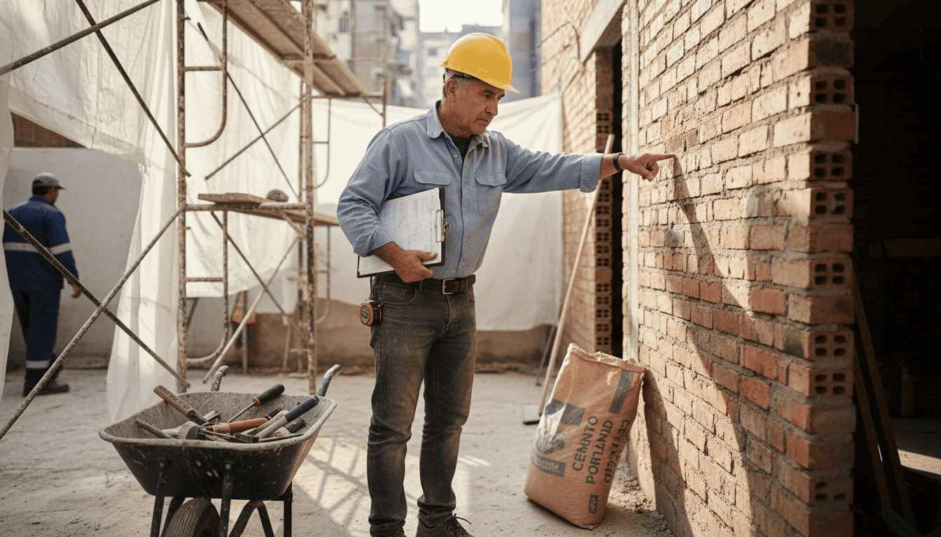 Un técnico revisa una pared descubierta para detectar posibles problemas de humedad.
