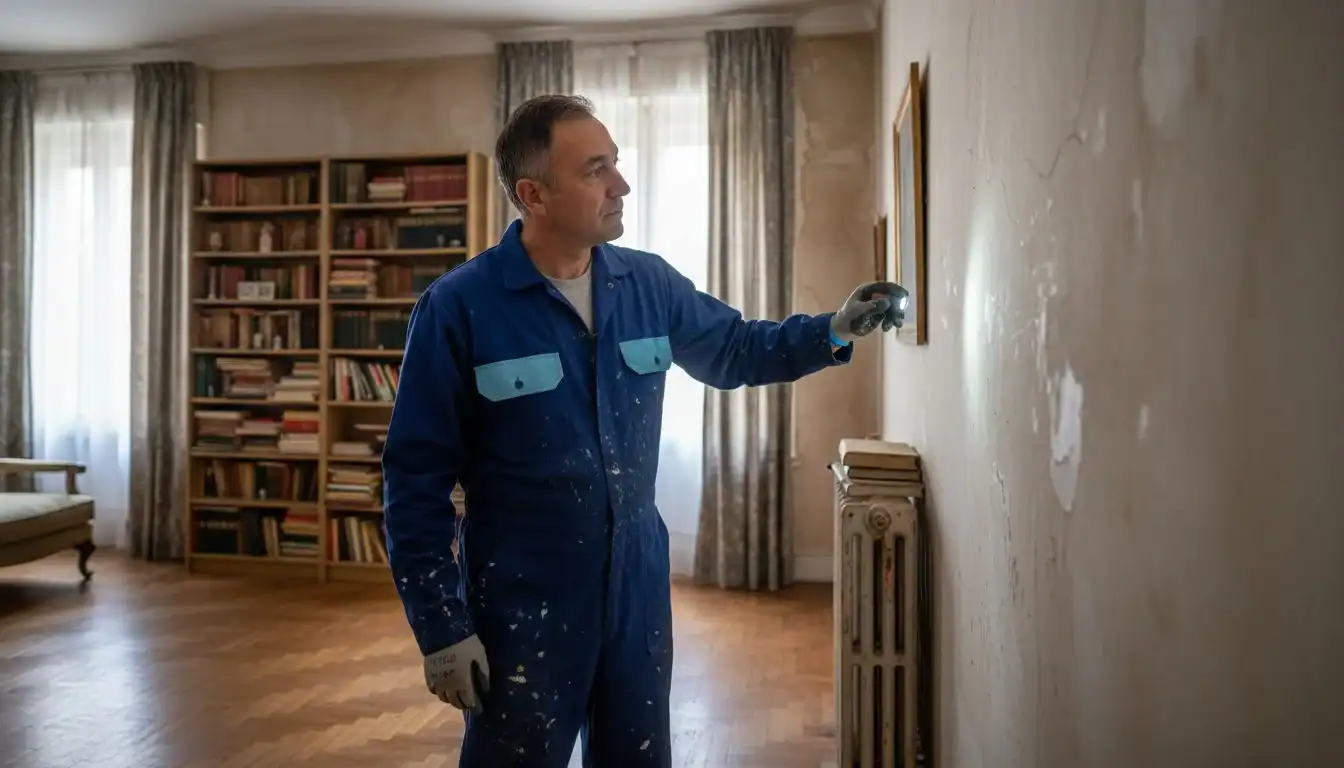 Revisión de manchas de humedad en las paredes de la casa