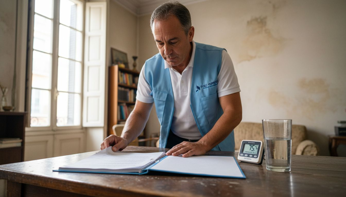 Especialista analizando el reporte de humedad