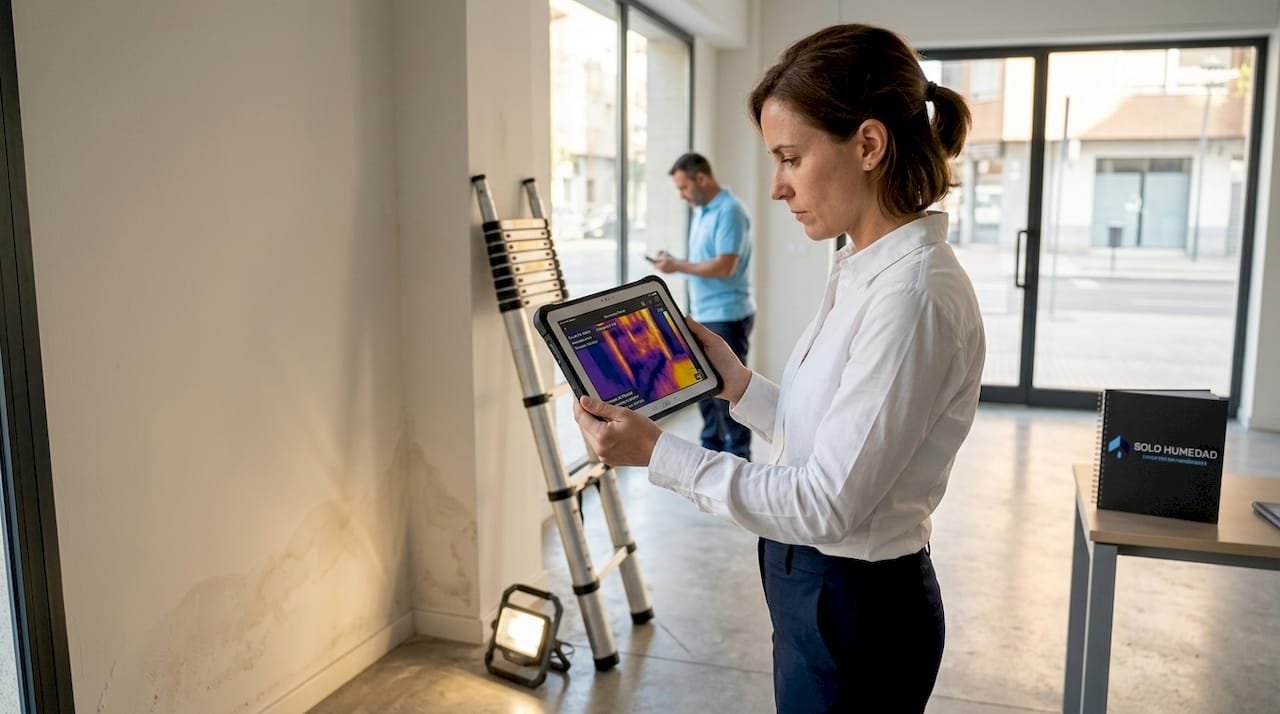 Inspectora realizando un diagnóstico tecnológico con ayuda de una tablet