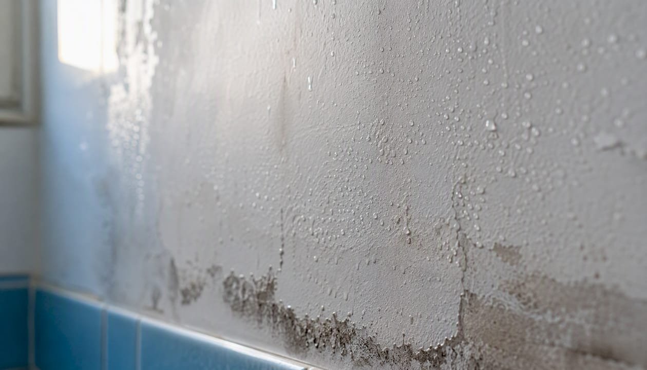 Descripción de manchas de humedad por condensación en una pared interior