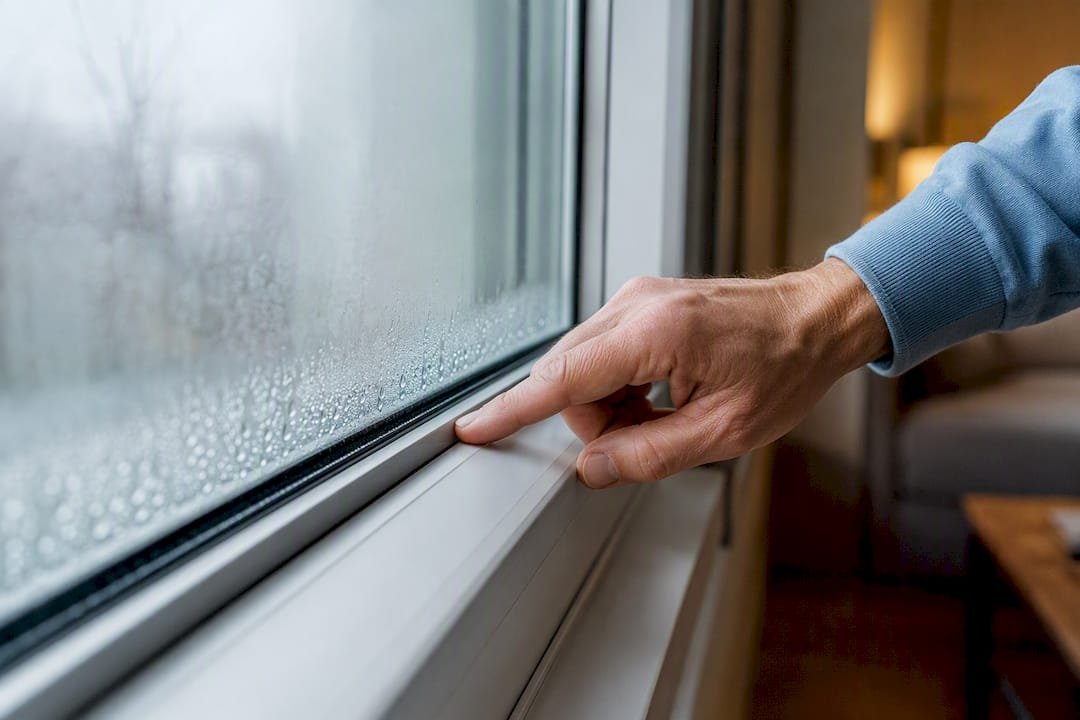 Condensación visible en ventana nueva durante la inspección técnica