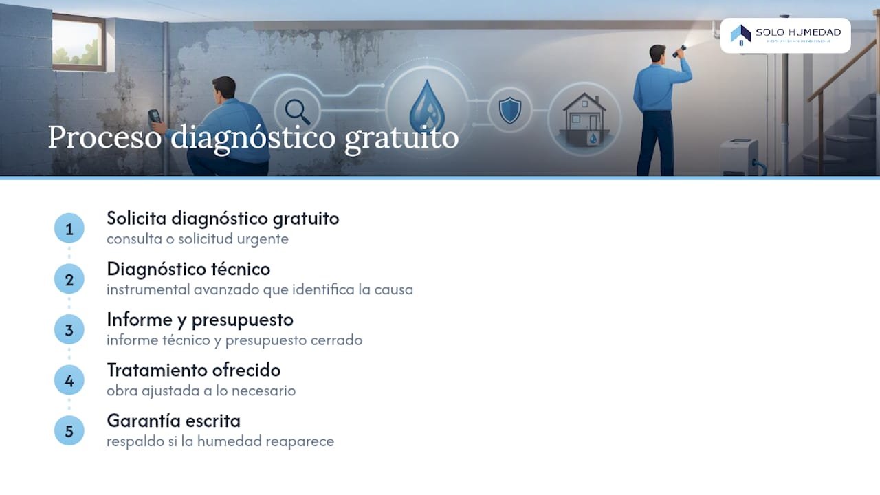 Diagnóstico gratuito y garantía escrita con Solohumedad — overview diagram