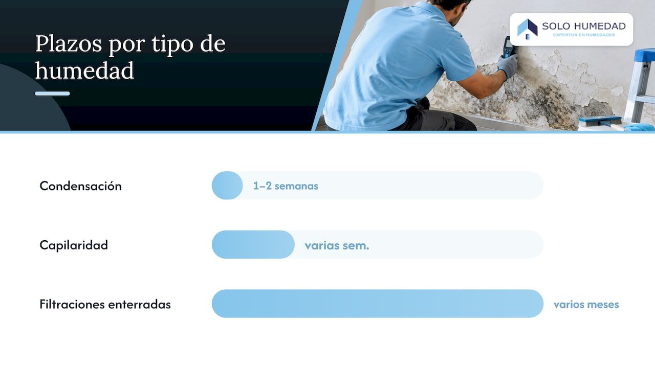 Tiempo de secado según el tipo de humedad