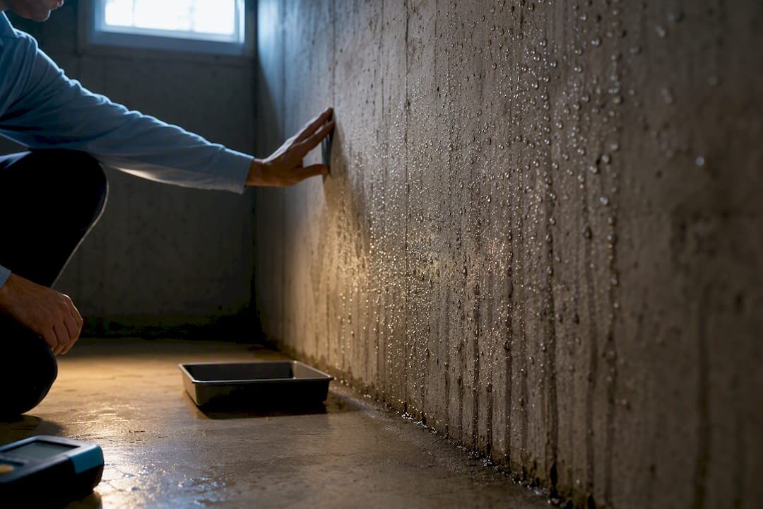 Gotas de condensación en una pared fría