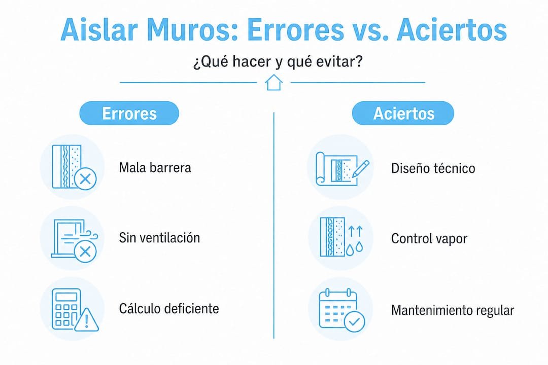 Infografía errores y aciertos en aislamiento de muros