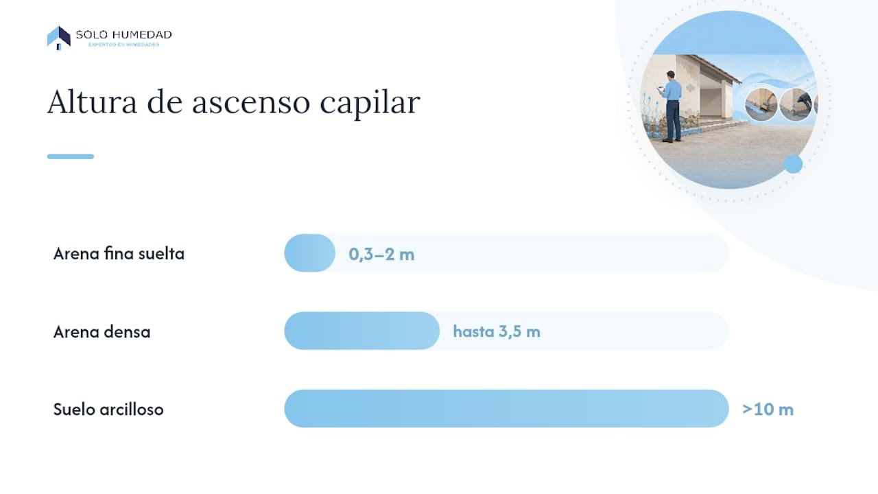 Alturas de ascenso capilar según el tipo de terreno